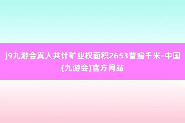 j9九游会真人共计矿业权面积2653普遍千米-中国(九游会)官方网站