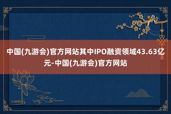 中国(九游会)官方网站其中IPO融资领域43.63亿元-中国(九游会)官方网站