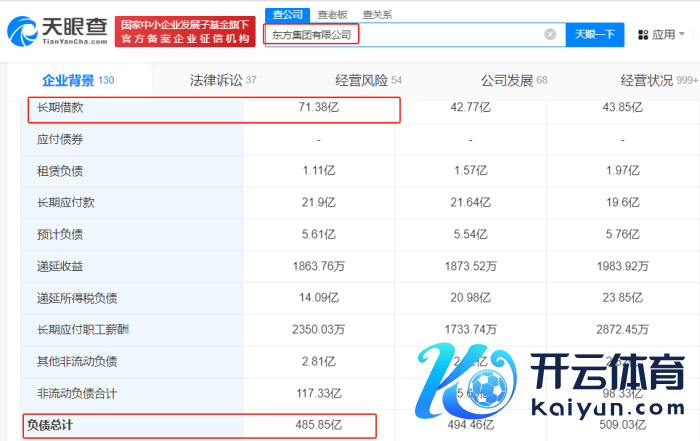 东方集团有限公司欠债情况，图源：天眼查