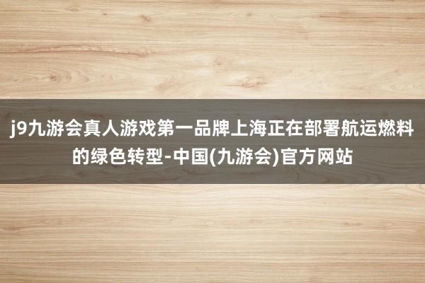 j9九游会真人游戏第一品牌上海正在部署航运燃料的绿色转型-中国(九游会)官方网站